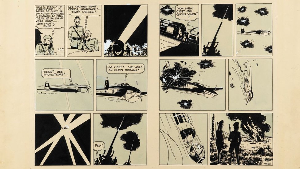 Tintin comic strip fetches a record 1.1m at Paris auction - BBC News