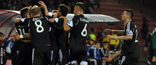Albania celebrate scoring