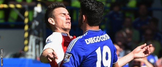 Laurent Koscielny and Diego Costa