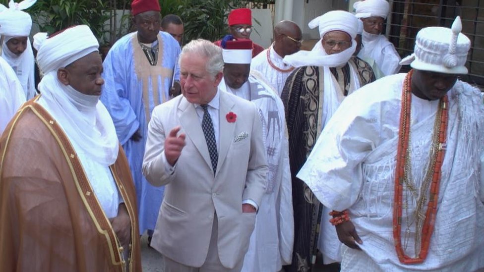 Prince Charles visits Africa: Di Prince of Wales and im wife Camilla don  land Nigeria - BBC News Pidgin