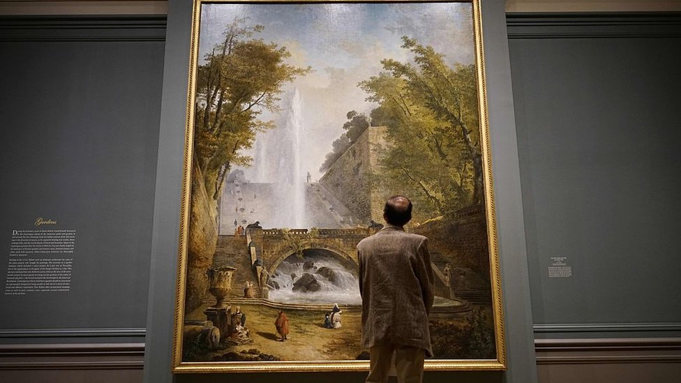 Salah satu karya lukisan Hubert Robert dipamerkan di National Gallery of Art, Washington DC, Juni 2016.