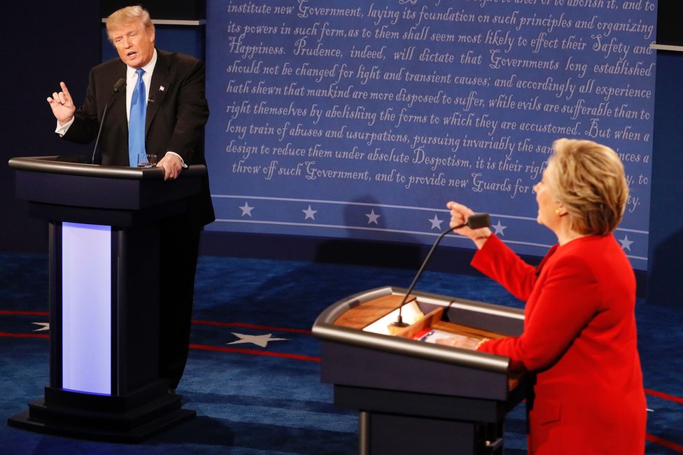 Donald Trump y Hillary Clinton debaten en Nueva York el 26 de septiembre de 2016.
