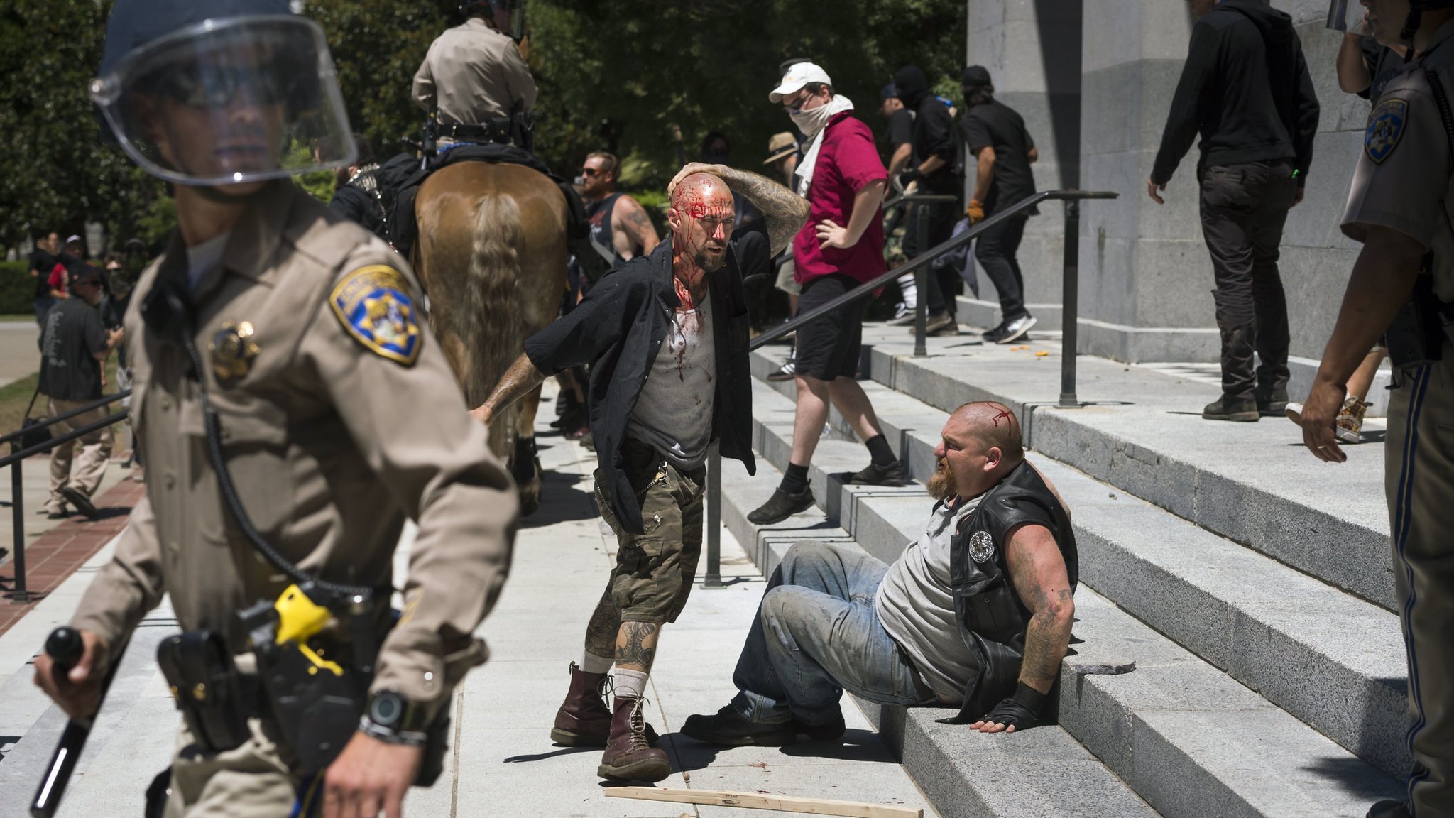 Clashes at white-supremacist rally in Sacramento leave 10 injured