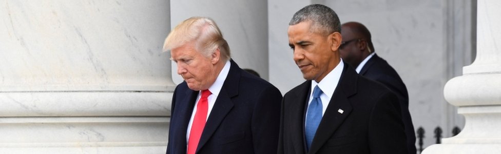 Donald Trump and Barack Obama, 20 Januari