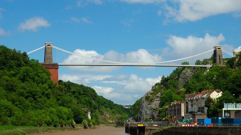 El puente colgante de Clifton en Bristol, Inglaterra.