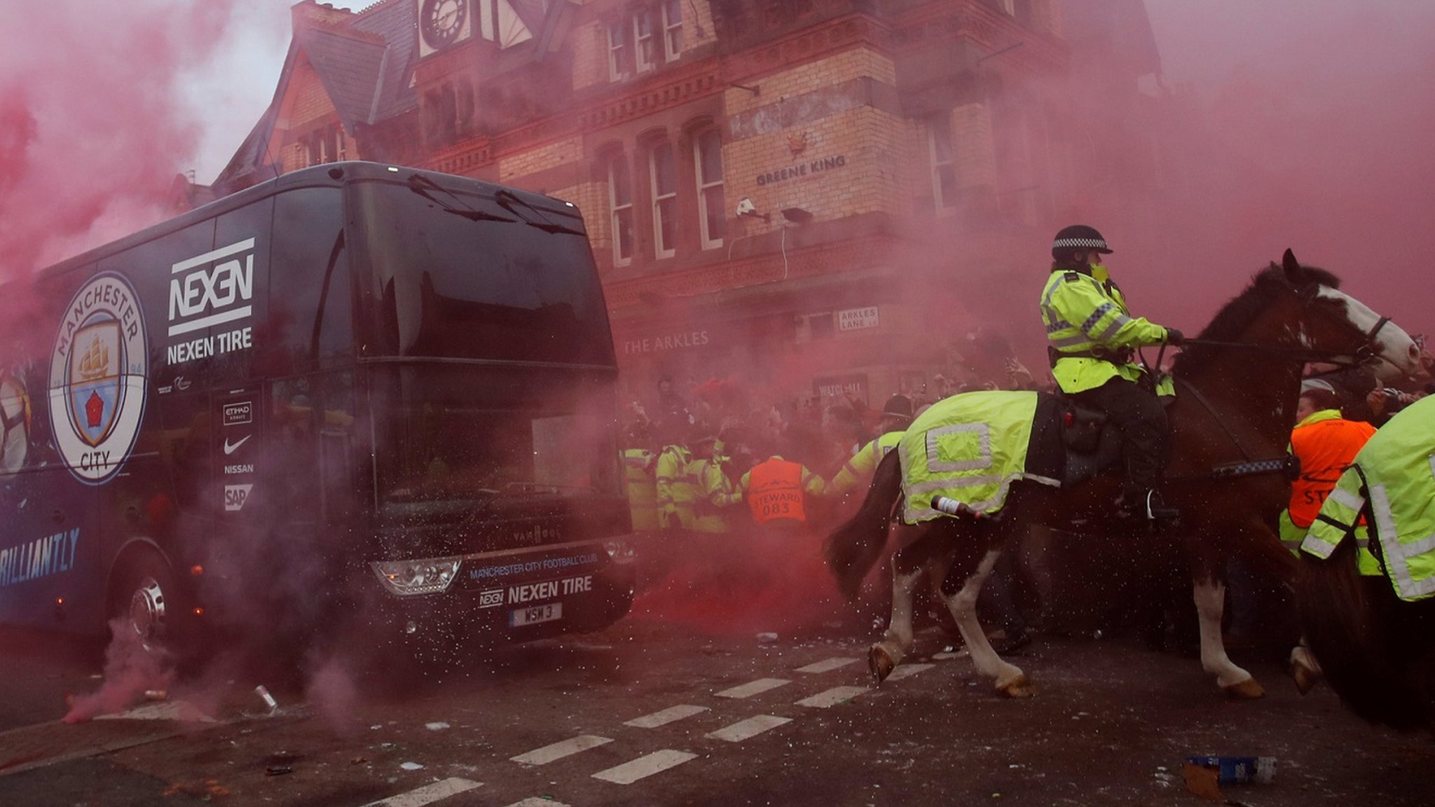 Man City change route to Anfield after team bus attack
