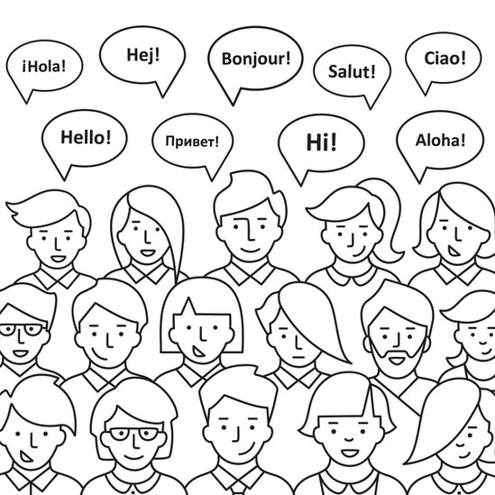 Dibujo de la palabra hola en varios idiomas.