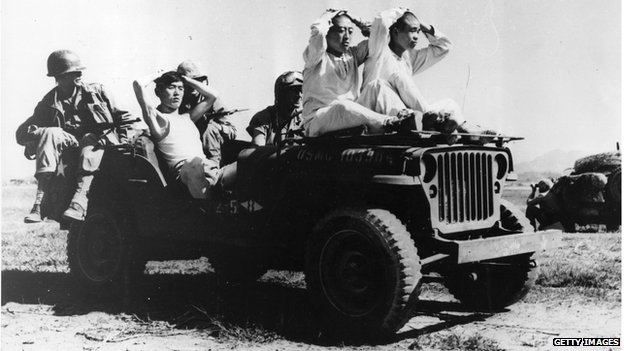 North Koreans held prisoner by US troops in the Korean War