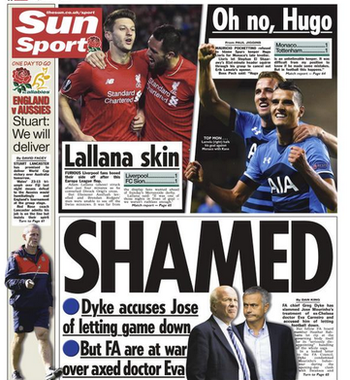 The Sun reports FA Chairman Greg Dyke's attack on Chelsea boss Jose Mourinho