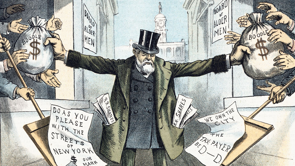 JOHN DAVISON ROCKEFELLER (1839-1937). /NAmerican magnate del petróleo. La  Santificación de Rockefeller. Cartoon Comentario americana