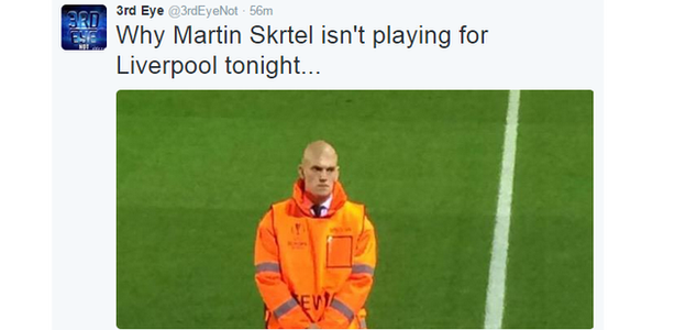 And Twitter was awash with rumours of why defender Martin Skrtel wasn't playing for Liverpool against Sion