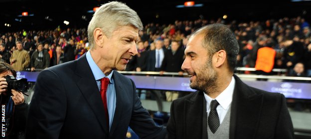 Arsene Wenger and Pep Guardiola (right)