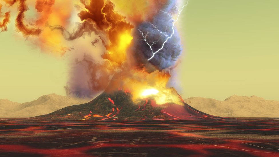 Recreación de la tormenta que se produce en lo alto de un volcán.