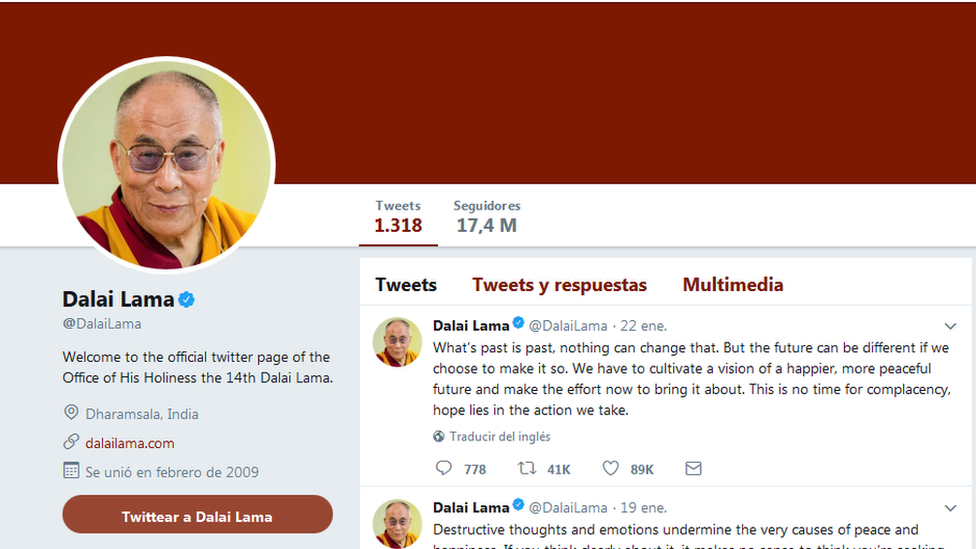 Cuenta de Twitter de Dalai Lama