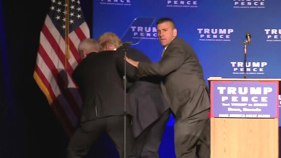 Donald Trump rushed off stage in Nevada security alert
