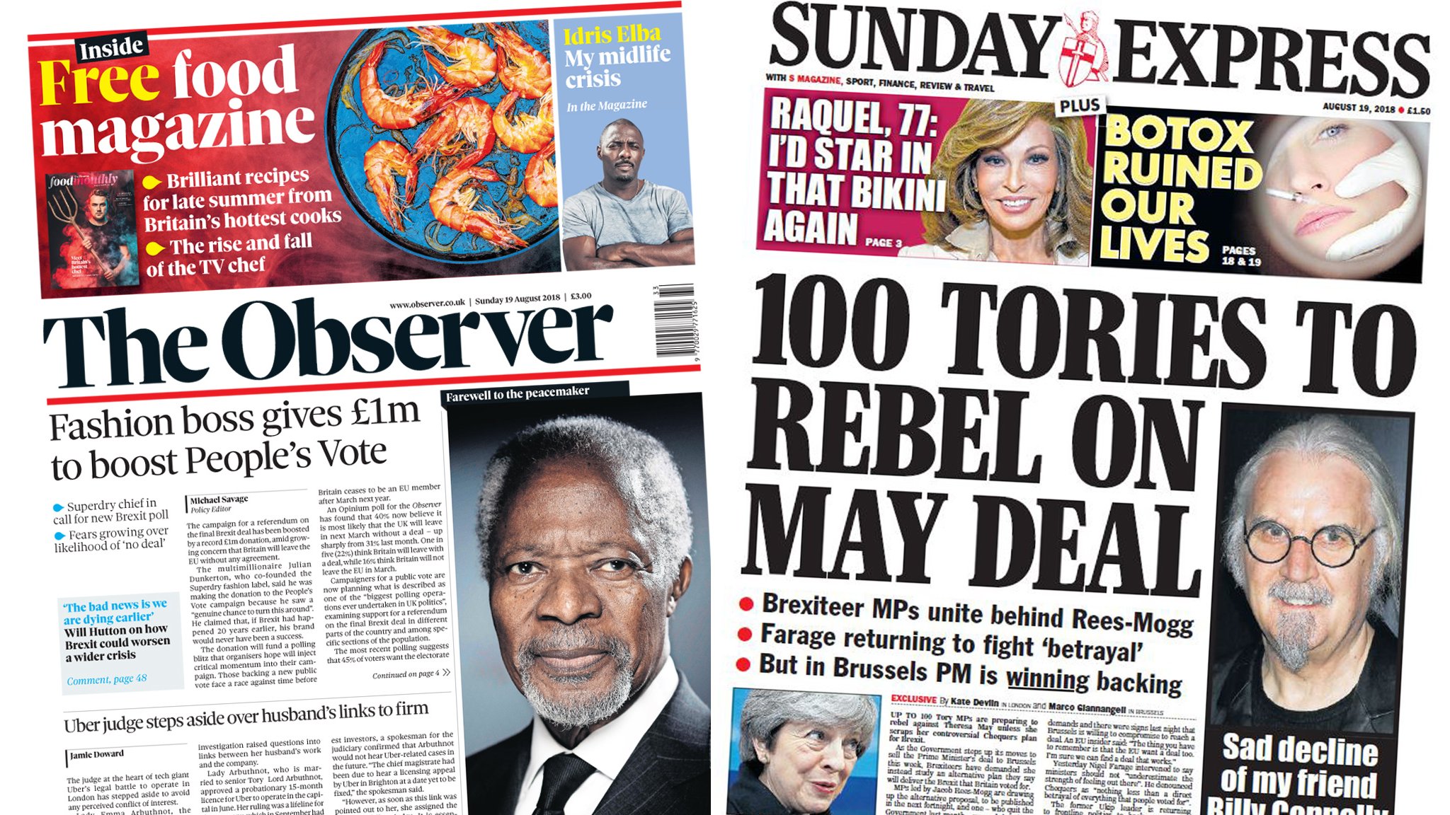 Newspaper headlines: People's Vote 'boost' and '100' Tory rebels
