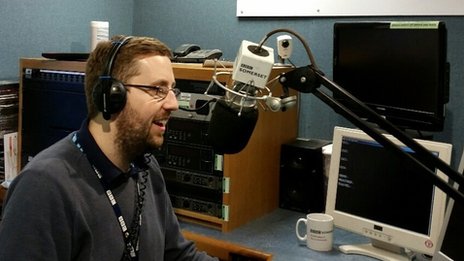 Ben in the studio at BBC Somerset