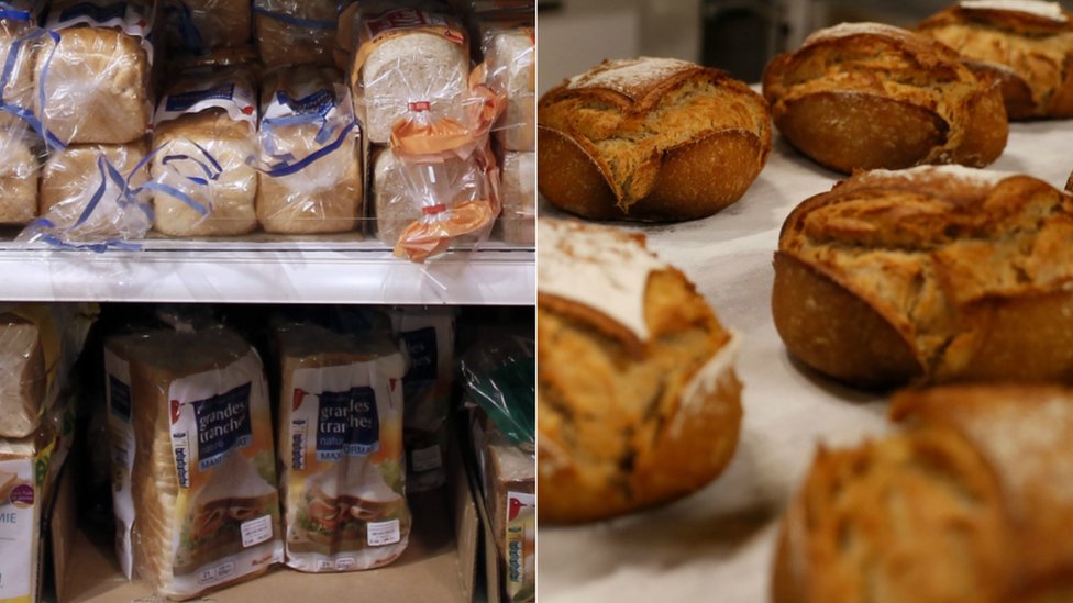 Tipos de pan en un supermercado