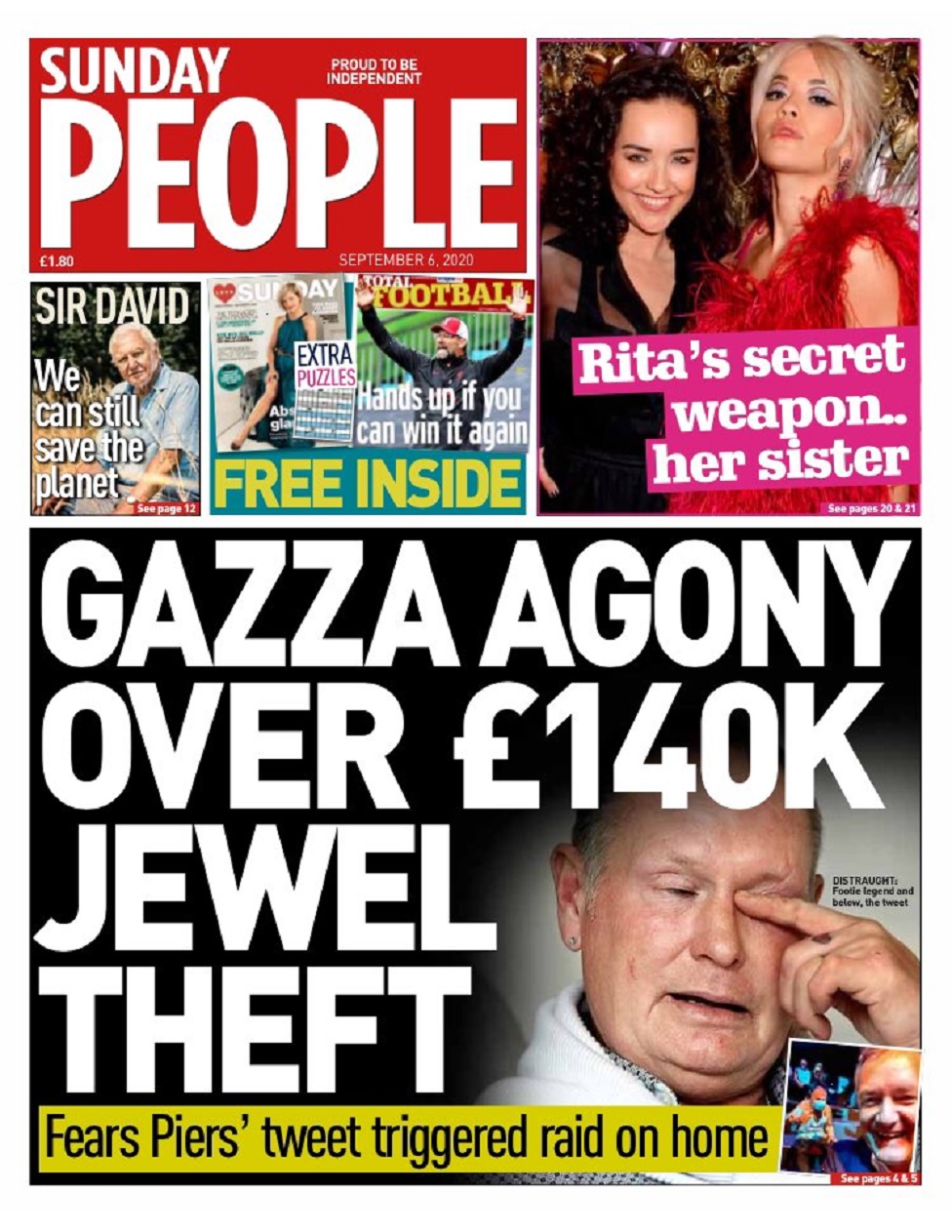 Sunday People front page, 6/9/20