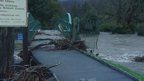 Uprooted trees in Keswick caught in bridge railings