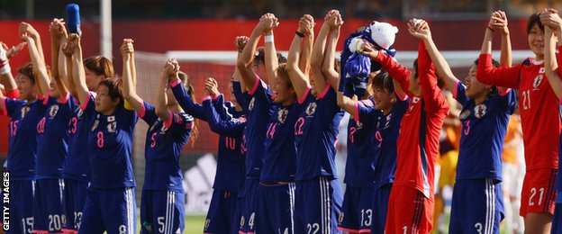 Japan players celebrate