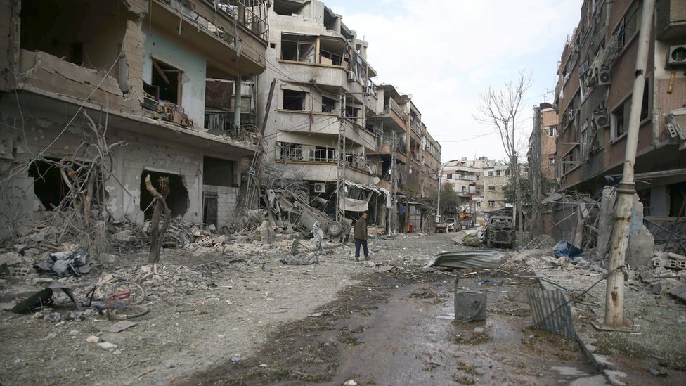 جانب من الدمار في الغوطة