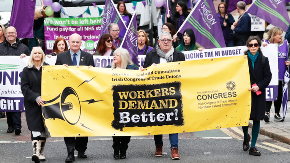 Thousands take part in Belfast trade union rally