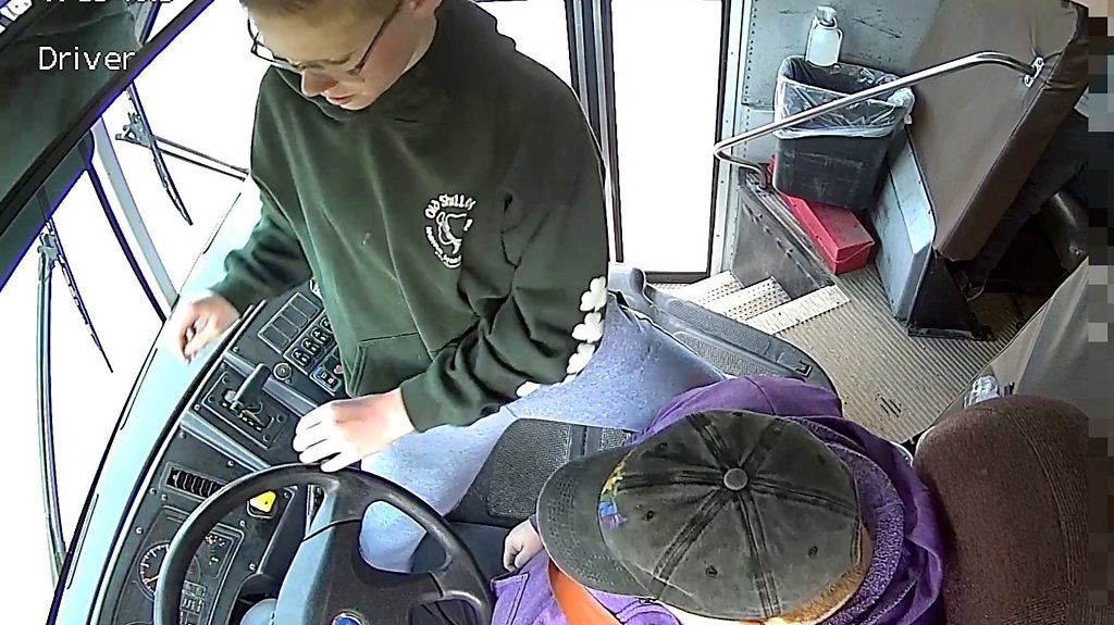 Schoolboy, 13, stops bus after driver passes out