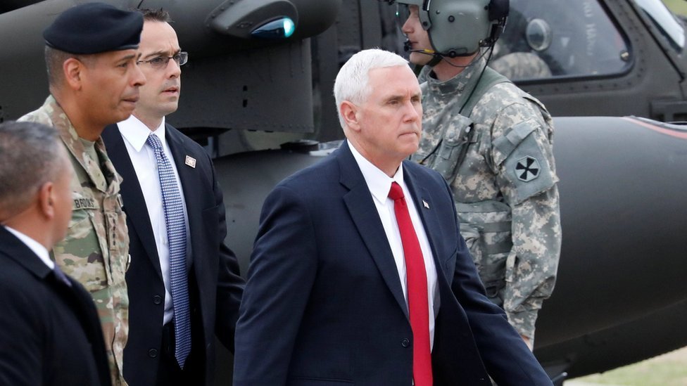 US VP Pence arrives near demilitarised zone dividing Koreas