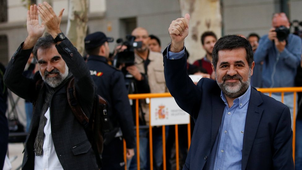Two Catalan separatists in Spanish custody
