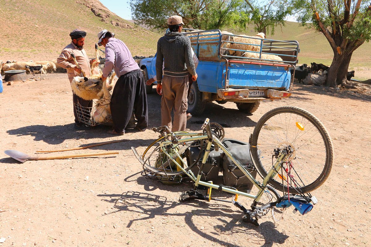 A puncture in the Iranian mountains