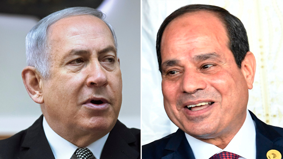 Benjamin Netanyahu, primer ministro de Israel, y Abdel Fattah el-Sisi, presidente de Egipto