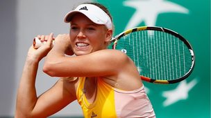 Caroline Wozniacki in action at the French Open