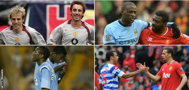 Phil and Gary Neville, Yaya and Kolo Toure, Bradley and Shaun Wright-Phillips and Rio and Anton Ferdinand