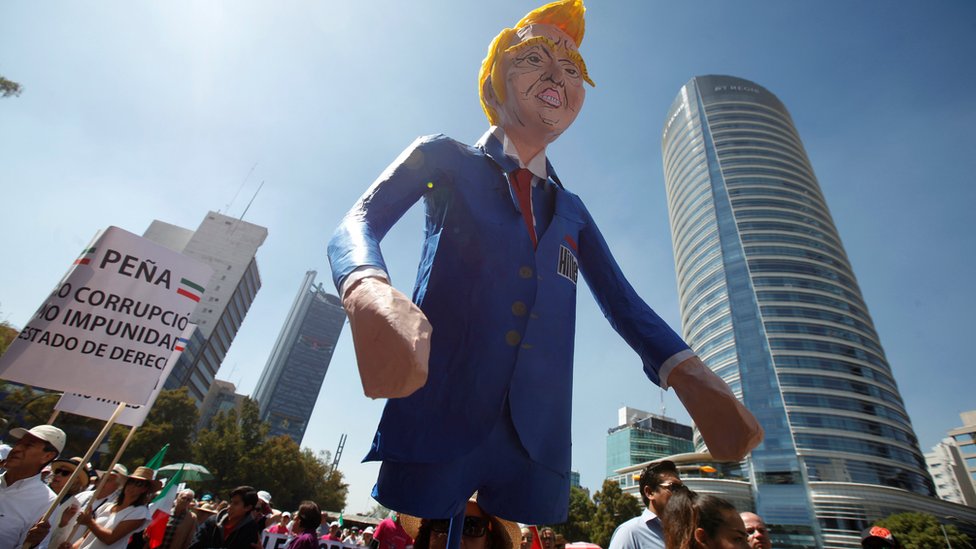 Mexico protesters march against Trump's immigration policies