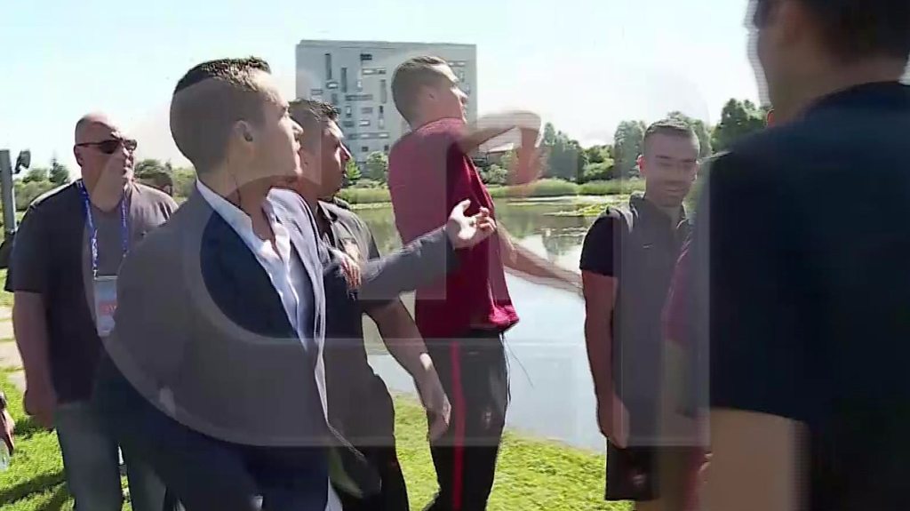 Euro 2016: Cristiano Ronaldo throws reporter's microphone into lake