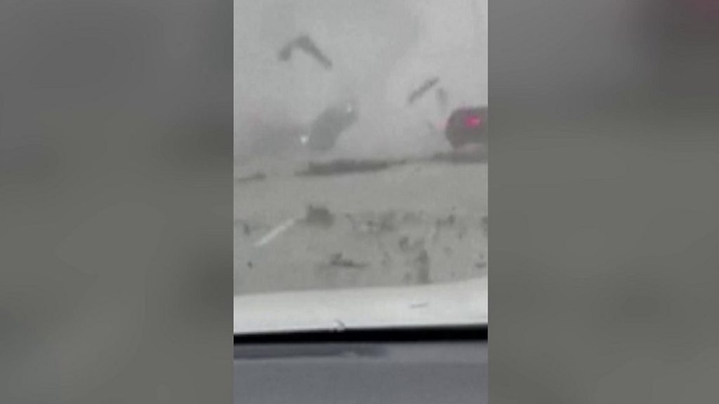 Florida tornado flips car across highway