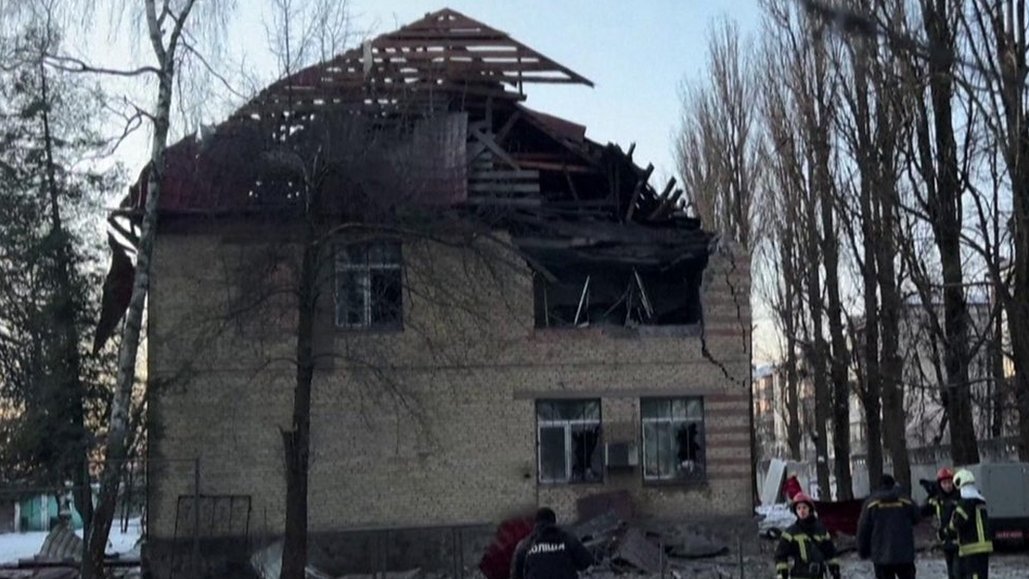 Buildings damaged in Russian strikes on Kyiv