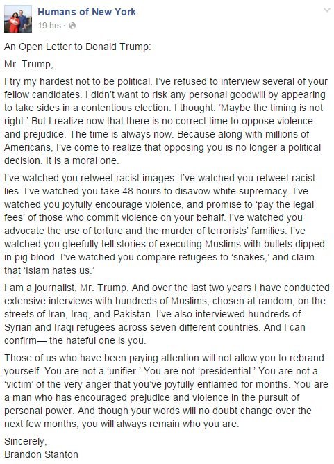 Open letter to Donald Trump
