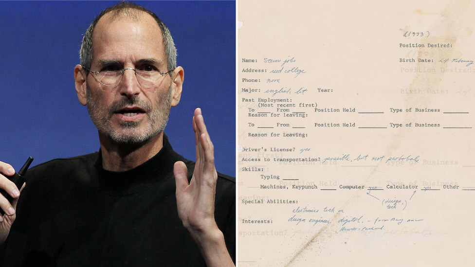 Avaliado em R$ 165 mil, formulário de emprego de Steve Jobs revela