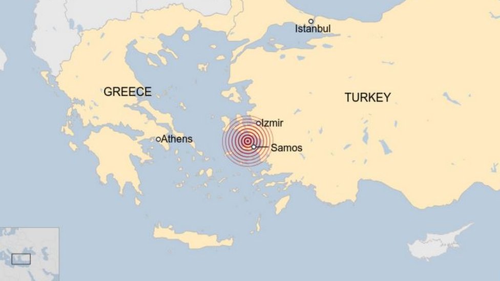 エーゲ海震源にM7.0の地震 トルコとギリシャで死者 - BBCニュース