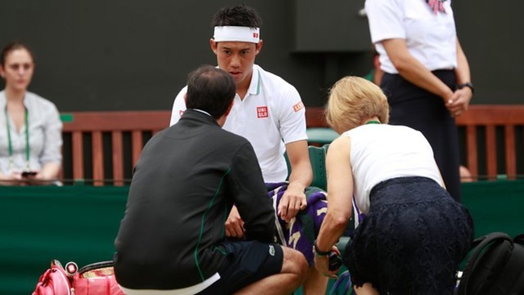 Wimbledon 2016: Kei Nishikori forced to retire hurt against Marin Cilic
