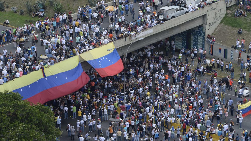 Plantón de la oposición en Venezuela