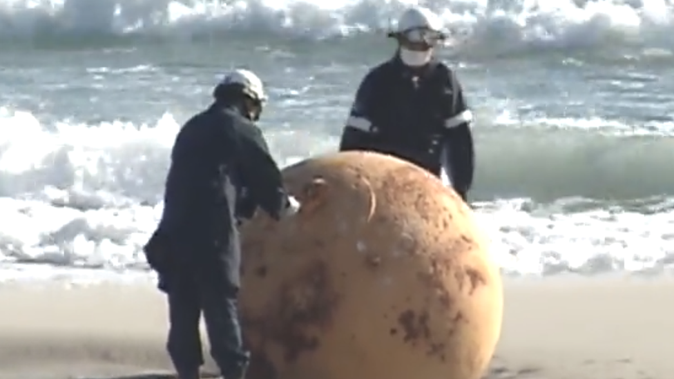 Mystery sphere found on beach perplexes Japan