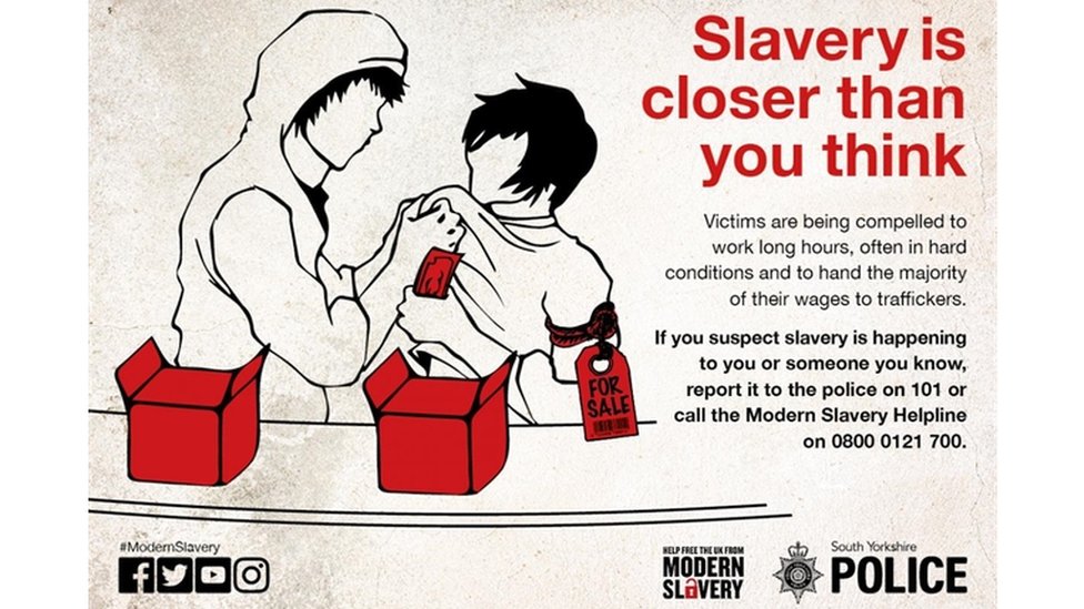Afiche de la campaña contra la esclavitud moderna en Reino Unido