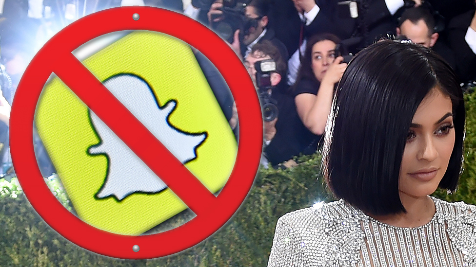 Kylie Jenner y el logo de Snapchat.