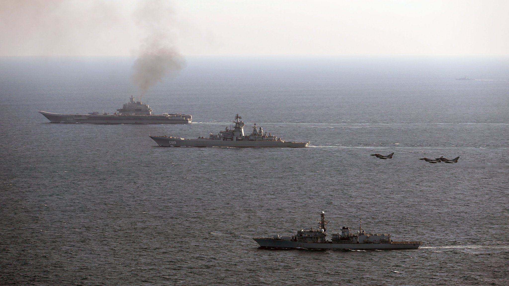 UK warship escorts Russian carrier in English Channel