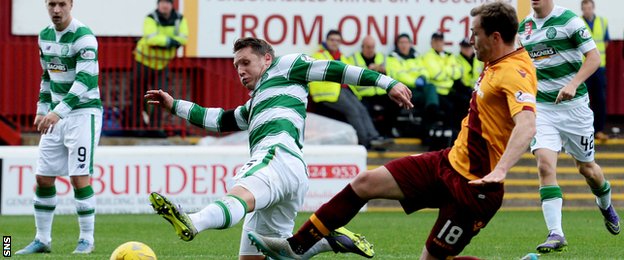 Kris Commons has a chance for Celtic against Motherwell