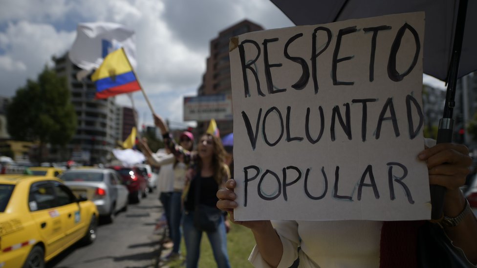 Protesta en Ecuador luego de la elección presidencial