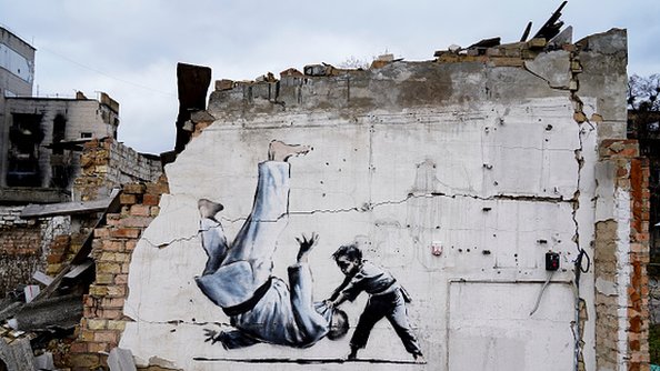 Banksy releases video of his art in Ukraine